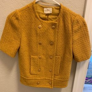 Anthropologie Cidra Mustard slub jacket XS